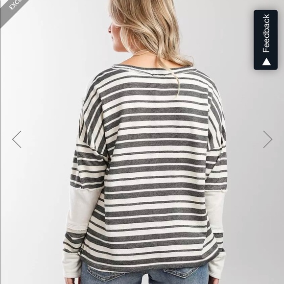 BKE Striped French Terry Top - Picture 2 of 6